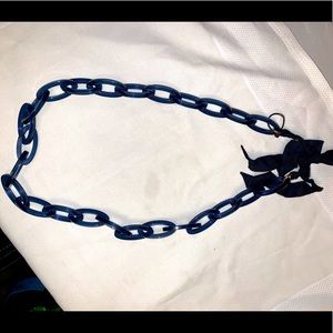 J Crew Blue Acrylic Tieback Necklace